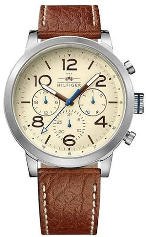 Tommy Hilfiger Jake Multifunction White Dial Brown Leather Strap Watch for Men - 1791230 Authentic Buy Shop Now