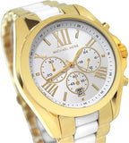 Michael Kors Bradshaw Chronograph White Dial Two Tone Steel Strap Watch For Women - MK5743 Authentic Buy Shop Now