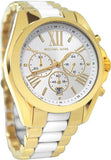Michael Kors Bradshaw Chronograph White Dial Two Tone Steel Strap Watch For Women - MK5743 Authentic Buy Shop Now