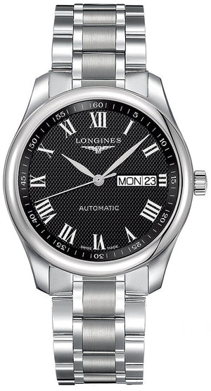 Longines Master Collection Automatic Day Date Black Dial Silver Steel Strap Watch for Men - L2.755.4.51.6 Authentic Buy Shop Now