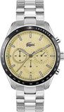 Lacoste Boston Chronograph Beige Dial Silver Steel Strap Watch for Men - 2011271 Authentic Buy Shop Now