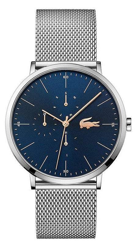 Lacoste Moon Multifunction Blue Dial Silver Mesh Strap Watch for Men - 2011024 Authentic Buy Shop Now