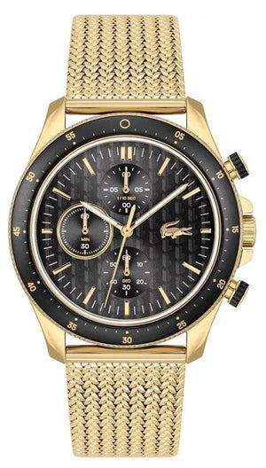 Lacoste Neoheritage Chronograph Black Dial Gold Mesh Strap Watch for Men - 2011254 Authentic Buy Shop Now