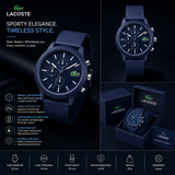 Lacoste 12.12 Chronograph Blue Dial Blue Silicon Strap Watch for Men - 2010970 Authentic Buy Shop Now