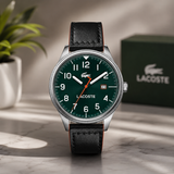 Lacoste Continental Green Dial Black Leather Strap Watch for Men - 2011019 Authentic Buy Shop Now