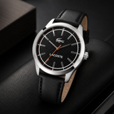 Lacoste Edmonton Black Dial Black Leather Strap Watch for Men - 2010888 Authentic Buy Shop Now