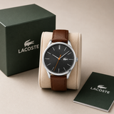 Lacoste Vienna Grey Dial Brown Leather Strap Watch for Men - 2011045 Authentic Buy Shop Now