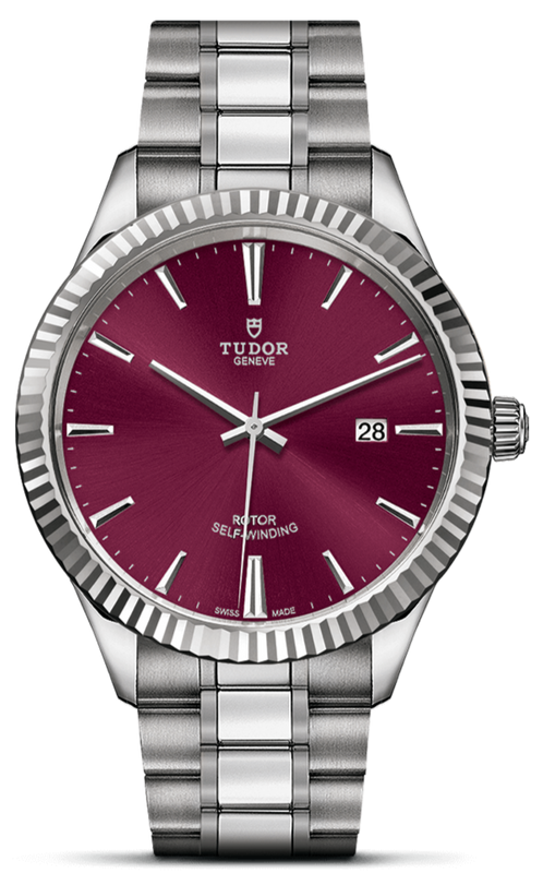 Tudor Style Automatic Burgundy Red Dial Silver Steel Strap Watch for Men - M12710-0015 Authentic Buy Shop Now