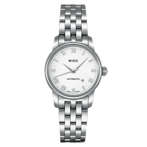 Mido Baroncelli III Automatic White Dial Silver Steel Strap Watch For Women - M7600.4.26.1 Authentic Buy Shop Now
