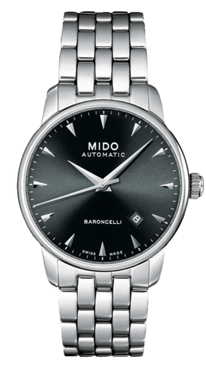 Mido Baroncelli Ii Automatic Black Dial Silver Steel Strap Watch For Men - M8600.4.18.1 Authentic Buy Shop Now