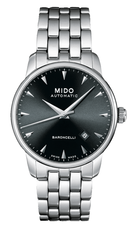 Mido Baroncelli Ii Automatic Black Dial Silver Steel Strap Watch For Men - M8600.4.18.1 Authentic Buy Shop Now