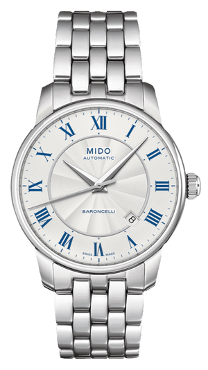 Mido Baroncelli III Automatic Silver Dial Silver Steel Strap Watch For Men - M8600.4.21.1 Authentic Buy Shop Now