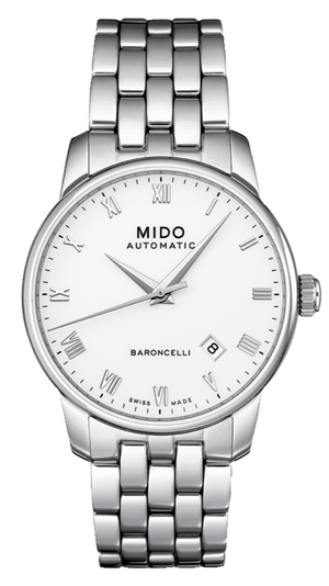 Mido Baroncelli II Automatic White Dial Silver Steel Strap Watch For Men - M8600.4.26.1 Authentic Buy Shop Now