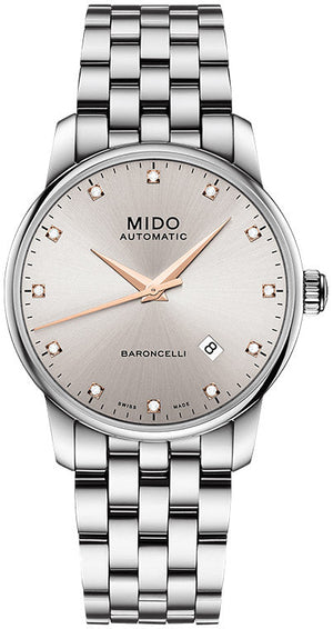 Mido Baroncelli III Automatic Silver Dial Silver Steel Strap Watch For Men - M8600.4.67.1 Authentic Buy Shop Now