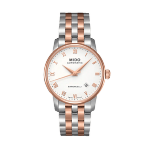 Mido Baroncelli Automatic White Dial Two Tone Steel Strap Watch For Women - M8600.9.N6.1 Authentic Buy Shop Now