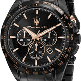 Maserati Traguardo Chronograph Black Dial Black Steel Strap Watch For Men - R8873612048 Authentic Buy Shop Now