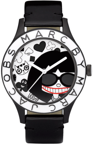 Marc Jacobs White & Black Dial Black Leather Strap Watch for Women - MBM1148 Authentic Buy Shop Now