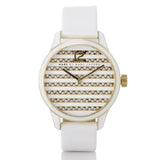 Marc Jacobs Lidia Stripe White Dial White Leather Strap Watch for Women - MBM1164 Authentic Buy Shop Now