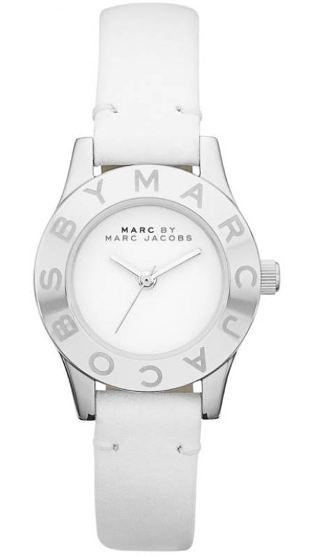 Marc Jacobs Mini Blade White Dial White Leather Strap Watch for Women - MBM1206 Authentic Buy Shop Now