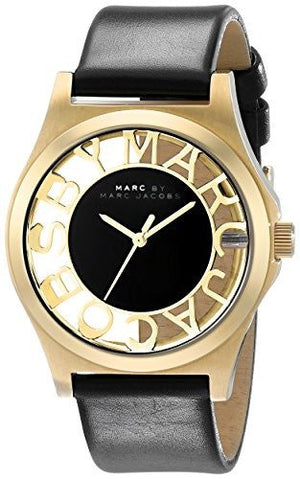 Marc Jacobs Henry Skeleton Black Dial Black Leather Strap Watch for Women - MBM1246 Authentic Buy Shop Now