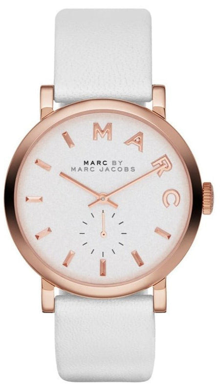 Marc Jacobs Baker White Dial White Leather Strap Watch for Women - MBM1283 Authentic Buy Shop Now