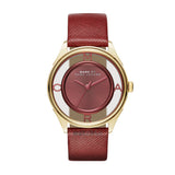 Marc Jacobs Tether Transparent Red Dial Red Leather Strap Watch for Women - MBM1377 Authentic Buy Shop Now