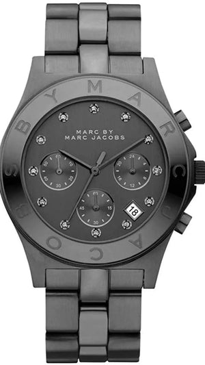 Marc Jacobs Blade Chronograph Black Dial Black Steel Strap Watch for Women - MBM3103 Authentic Buy Shop Now