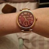 Michael Kors Skylar Maroon Dial Rose Gold Steel Strap Watch for Women - MK6086 Authentic Buy Shop Now
