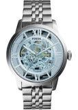 Fossil Townsman Automatic Skeleton Blue Dial Silver Steel Strap Watch for Men - ME3073 Authentic Buy Shop Now