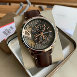 Fossil Townsman Automatic Black Dial Brown Leather Strap Watch for Men - ME1163 Authentic Buy Shop Now