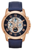 Fossil Grant Automatic Blue Dial Blue Leather Strap Watch for Men - ME3029 Authentic Buy Shop Now
