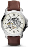 Fossil Grant Automatic Beige Skeleton Dial Brown Leather Strap Watch for Men - ME3099 Authentic Buy Shop Now