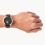 Fossil Townsman Automatic Black Dial Brown Leather Strap Watch for Men - ME3061 Authentic Buy Shop Now