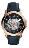 Fossil Grant Automatic Skeleton Blue Dial Blue Leather Strap Watch for Men - ME3102 Authentic Buy Shop Now