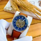 Fossil Forrester Luggage Automatic Skeleton Blue Dial Brown Leather Strap Watch for Men - ME3179 Authentic Buy Shop Now