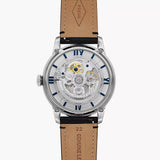 Fossil Townsman Automatic Skeleton Blue Dial Black Leather Strap Watch for Men - ME3200 Authentic Buy Shop Now