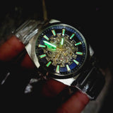 Fossil Everett Automatic Skeleton Blue Dial Silver Steel Strap Watch for Men - ME3220 Authentic Buy Shop Now