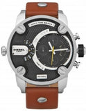 Diesel SBA Dual Time Black Dial Brown Leather Strap Watch For Men - DZ7264 Authentic Buy Shop Now