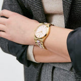 Michael Kors Channing Quartz Mother of Pearl Pink Dial Two Tone Steel Strap Watch For Women - MK6650 Authentic Buy Shop Now