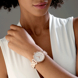 Michael Kors Sofie Chronograph Mother of Pearl White Dial Rose Gold Steel Strap Watch For Women - MK6576 Authentic Buy Shop Now