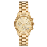 Michael Kors Runway Chronograph Gold Dial Gold Steel Strap Watch For Women - MK7326 Authentic Buy Shop Now