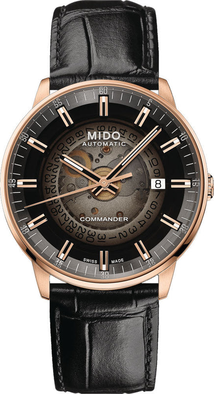 Mido Commander Automatic Black Dial Black Leather Strap Watch For Men - M021.407.36.411.00 Authentic Buy Shop Now