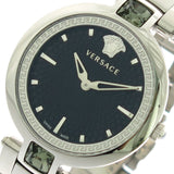 Versace Crystal Gleam Guilloche Black Dial Silver Steel Strap Watch for Women - VAN030016 Authentic Buy Shop Now