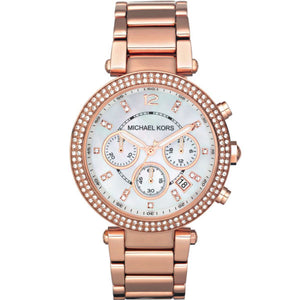 Michael Kors Parker White Dial with Diamonds Rose Gold Steel Strap Watch for Women - MK5491 Authentic Buy Shop Now