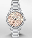 Michael Kors Layton Three Hand Pink Dial Silver Steel Strap Watch For Women - MK7298 Authentic Buy Shop Now