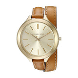 Michael Kors Runway Gold Dial Brown Leather Strap Watch For Women - MK2256 Authentic Buy Shop Now