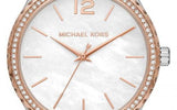 Michael Kors Layton Mother of Pearl White Dial Brown Leather Strap Watch For Women - MK2910 Authentic Buy Shop Now