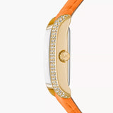 Michael Kors Emery Three Hand Rose Gold Dial Orange Leather Strap Watch For Women - MK2983 Authentic Buy Shop Now