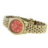Michael Kors Lexington Quartz Orange Dial Gold Steel Strap Watch For Women - MK3284 Authentic Buy Shop Now
