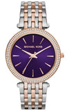 Michael Kors Darci Purple Dial Two Tone Steel Strap Watch for Women - MK3353 Authentic Buy Shop Now